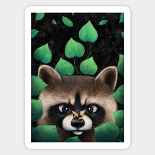 Raccoon in leaves Sticker